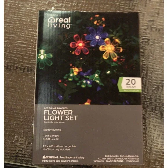 Led Solar Powered Flower Light Set 20 Lights Waterproof - Picture 3 of 4